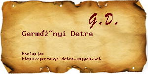 Germányi Detre névjegykártya